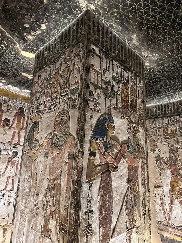 Ancient Egyptian pharaoh statue in museum